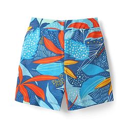 Babyhug Single Jersey Knit Half Sleeves T-Shirt & Shorts Co-ord Set with Tropical Print - Blue