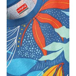 Babyhug Single Jersey Knit Half Sleeves T-Shirt & Shorts Co-ord Set with Tropical Print - Blue