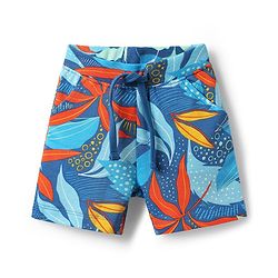 Babyhug Single Jersey Knit Half Sleeves T-Shirt & Shorts Co-ord Set with Tropical Print - Blue
