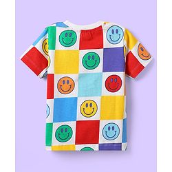 Babyhug Single Jersey Knit Half Sleeves T-Shirt & Shorts Co-ord Set with Smiley Print - White