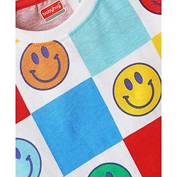 Babyhug Single Jersey Knit Half Sleeves T-Shirt & Shorts Co-ord Set with Smiley Print - White