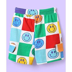 Babyhug Single Jersey Knit Half Sleeves T-Shirt & Shorts Co-ord Set with Smiley Print - White