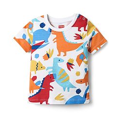 Babyhug Cotton Knit Half Sleeves T-Shirts With Stripes & Animal Print Pack Of 3 - Blue & White