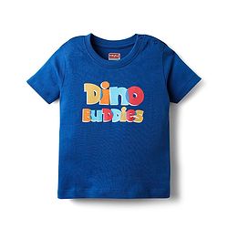Babyhug Cotton Knit Half Sleeves T-Shirts With Stripes & Animal Print Pack Of 3 - Blue & White