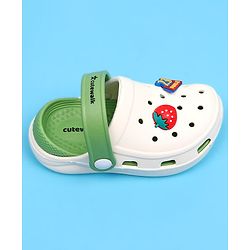 Cute Walk by Babyhug Clogs with Back Strap Closure & Bear Applique - Green