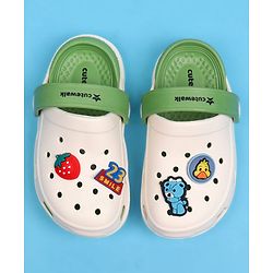 Cute Walk by Babyhug Clogs with Back Strap Closure & Bear Applique - Green