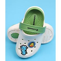 Cute Walk by Babyhug Clogs with Back Strap Closure & Bear Applique - Green