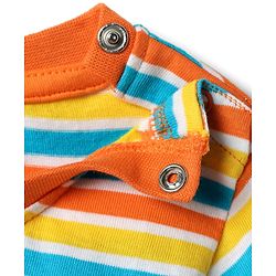 Babyhug Cotton Knit Half Sleeves T-Shirt With Stripes - Orange & Yellow