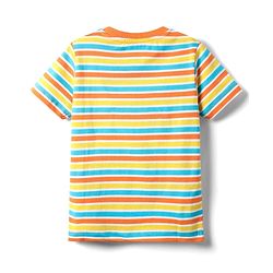 Babyhug Cotton Knit Half Sleeves T-Shirt With Stripes - Orange & Yellow