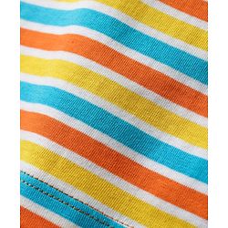 Babyhug Cotton Knit Half Sleeves T-Shirt With Stripes - Orange & Yellow