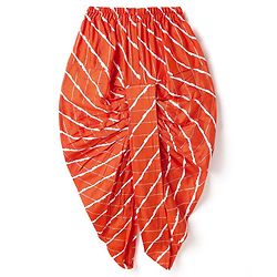 Babyhug Woven Full Sleeves Kurta Dhoti Set With Bandhani Print & Lace Detailing - Coral