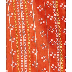Babyhug Woven Full Sleeves Kurta Dhoti Set With Bandhani Print & Lace Detailing - Coral