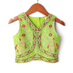 Babyhug Cotton Woven Sleeveless Floral Printed & Embroidered Choli Lehenga Set with Dupatta & Lace Detailing - Limegreen