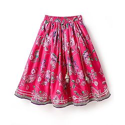 Babyhug Woven Frill Sleeves Choli Lehenga Set And Dupatta With Floral  Print & Embroidery with Lace Detailing - Purple & Dark Pink