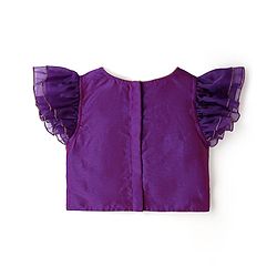 Babyhug Woven Frill Sleeves Choli Lehenga Set And Dupatta With Floral  Print & Embroidery with Lace Detailing - Purple & Dark Pink