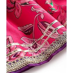 Babyhug Woven Frill Sleeves Choli Lehenga Set And Dupatta With Floral  Print & Embroidery with Lace Detailing - Purple & Dark Pink