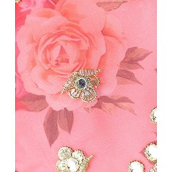 Babyhug Woven Sleeveless Choli Lehenga Set & Dupatta With Floral Embroidery & Lace Detailing - Pink