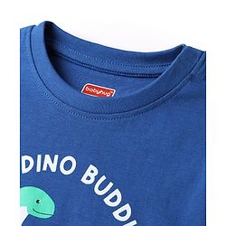 Babyhug Cotton Knit Half Sleeves T-Shirt With Dino Print - Navy Blue