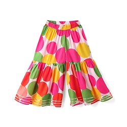 Babyhug 100% Cotton Three Fourth Sleeves Girls Kurti Pallazzo & Dupatta Set with All over Print & Lace Detailing - Dark Pink & Green
