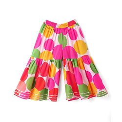 Babyhug 100% Cotton Three Fourth Sleeves Girls Kurti Pallazzo & Dupatta Set with All over Print & Lace Detailing - Dark Pink & Green