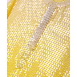 Babyhug Woven Full Sleeves Kurta & Pajama Set With Sequin Detailing - Yellow & White