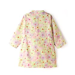 Babyhug Woven Full Sleeves Kurta Pyjama Set With Floral Print - Lavender