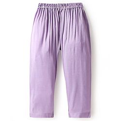 Babyhug Woven Full Sleeves Kurta Pyjama Set With Floral Print - Lavender