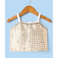 Babyhug Woven Sleeveless Choli Lehenga Set with Dupatta with Brocade Embroidery & Lace Detailing  - Offwhite