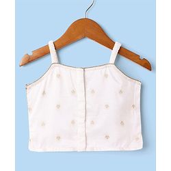 Babyhug Woven Sleeveless Choli Lehenga Set with Dupatta with Brocade Embroidery & Lace Detailing  - Offwhite