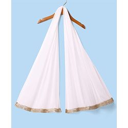 Babyhug Woven Sleeveless Choli Lehenga Set with Dupatta with Brocade Embroidery & Lace Detailing  - Offwhite