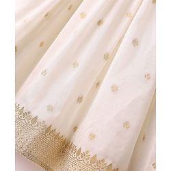 Babyhug Woven Sleeveless Choli Lehenga Set with Dupatta with Brocade Embroidery & Lace Detailing  - Offwhite