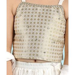 Babyhug Woven Sleeveless Choli Lehenga Set with Dupatta with Brocade Embroidery & Lace Detailing  - Offwhite