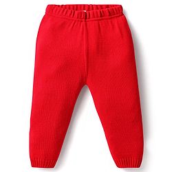 Babyhug Knit Full Sleeves Sweater Set With Butterfly Design - Red & White