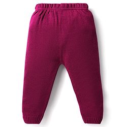 Babyhug Knit Full Sleeves Sweater Set With Square Design - Wine