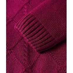 Babyhug Knit Full Sleeves Sweater Set With Square Design - Wine