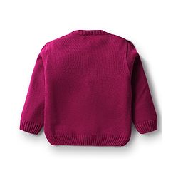 Babyhug Knit Full Sleeves Sweater Set With Square Design - Wine
