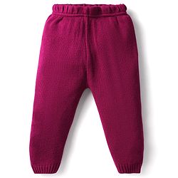 Babyhug Knit Full Sleeves Sweater Set With Square Design - Wine