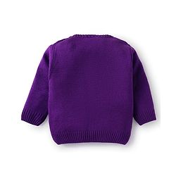 Babyhug Knitted Full Sleeves Sweater Set With Argyle Design - Purple