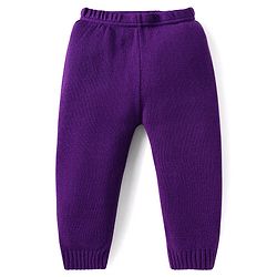 Babyhug Knitted Full Sleeves Sweater Set With Argyle Design - Purple