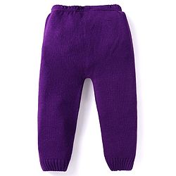 Babyhug Knitted Full Sleeves Sweater Set With Argyle Design - Purple