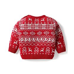 Babyhug Knitted Full Sleeves Pullover Sweater Set With Heart Design & Cap - Red