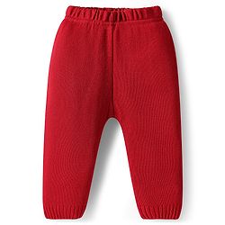 Babyhug Knitted Full Sleeves Pullover Sweater Set With Heart Design & Cap - Red