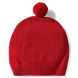 Babyhug Knitted Full Sleeves Pullover Sweater Set With Heart Design & Cap - Red