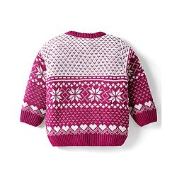Babyhug Knitted Full Sleeves Pullover Sweater Set With Heart Design & Cap - Wine