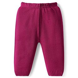 Babyhug Knitted Full Sleeves Pullover Sweater Set With Heart Design & Cap - Wine