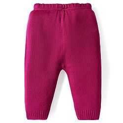 Babyhug Knitted Full Sleeves Pullover Sweater Set With Heart Design & Cap - Wine