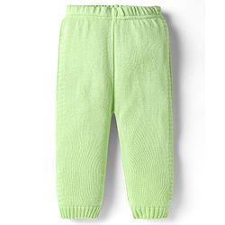 Babyhug Knitted Full Sleeves Solid Front Open Sweater Set With Cap - Lime Green