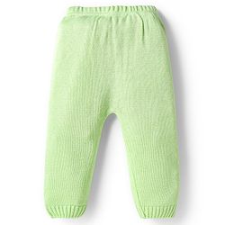 Babyhug Knitted Full Sleeves Solid Front Open Sweater Set With Cap - Lime Green