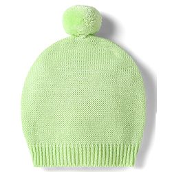 Babyhug Knitted Full Sleeves Solid Front Open Sweater Set With Cap - Lime Green