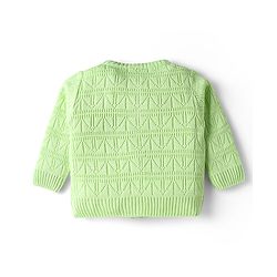 Babyhug Knitted Full Sleeves Solid Front Open Sweater Set With Cap - Lime Green